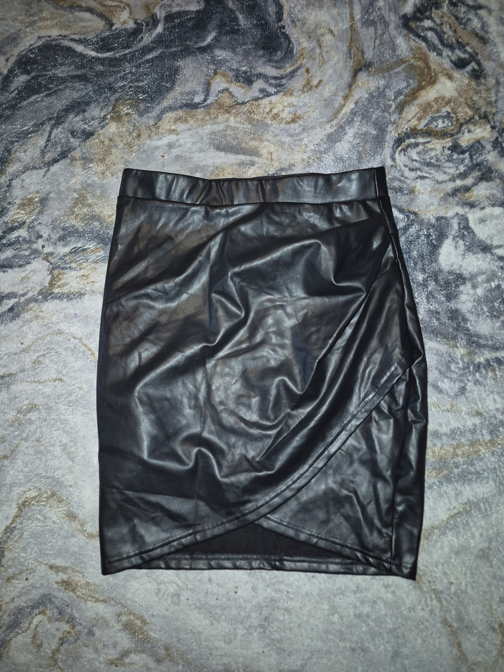 Revamped Black Faux Leather Pencil Skirt
